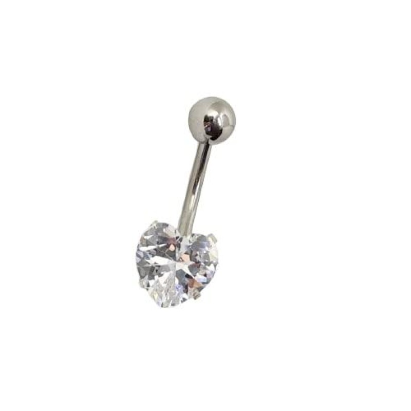 Brinco Piercing de Umbigo Zircônia Cristal Coração
