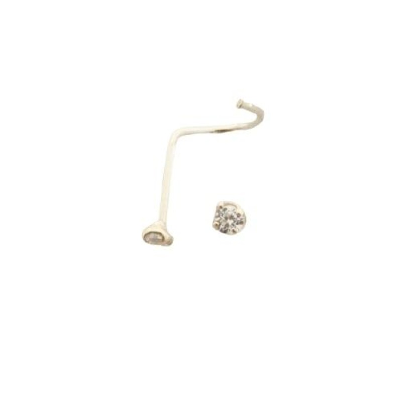 Piercing de Nariz Prata 925 Anzol com Zircônia