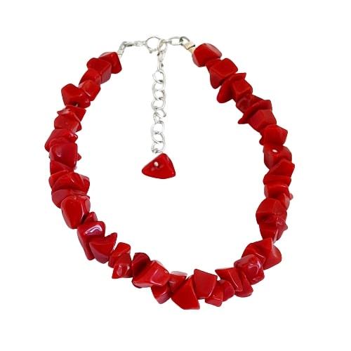 Pulseira Cascalho Coral Vermelho