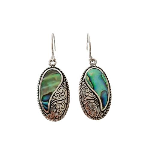 Brinco Gancho Abalone Arabesco Oval